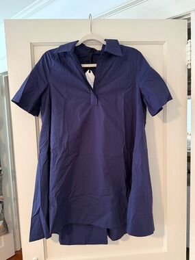 English Factory Short Sleeve Mini Dress in Deep Navy